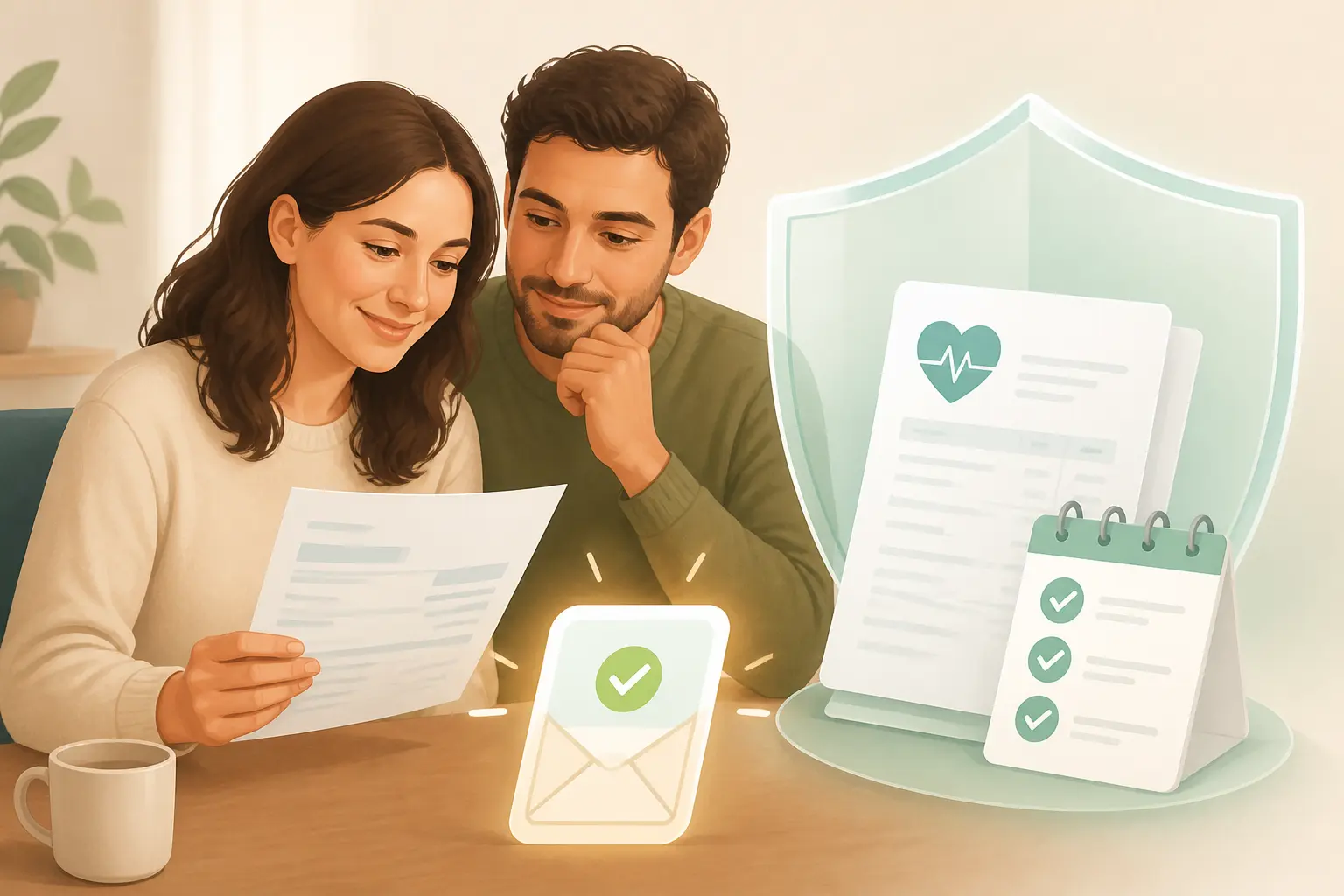 Couple consultant un remboursement de thérapie de couple remboursé avec mutuelle santé et confirmation d’assureur